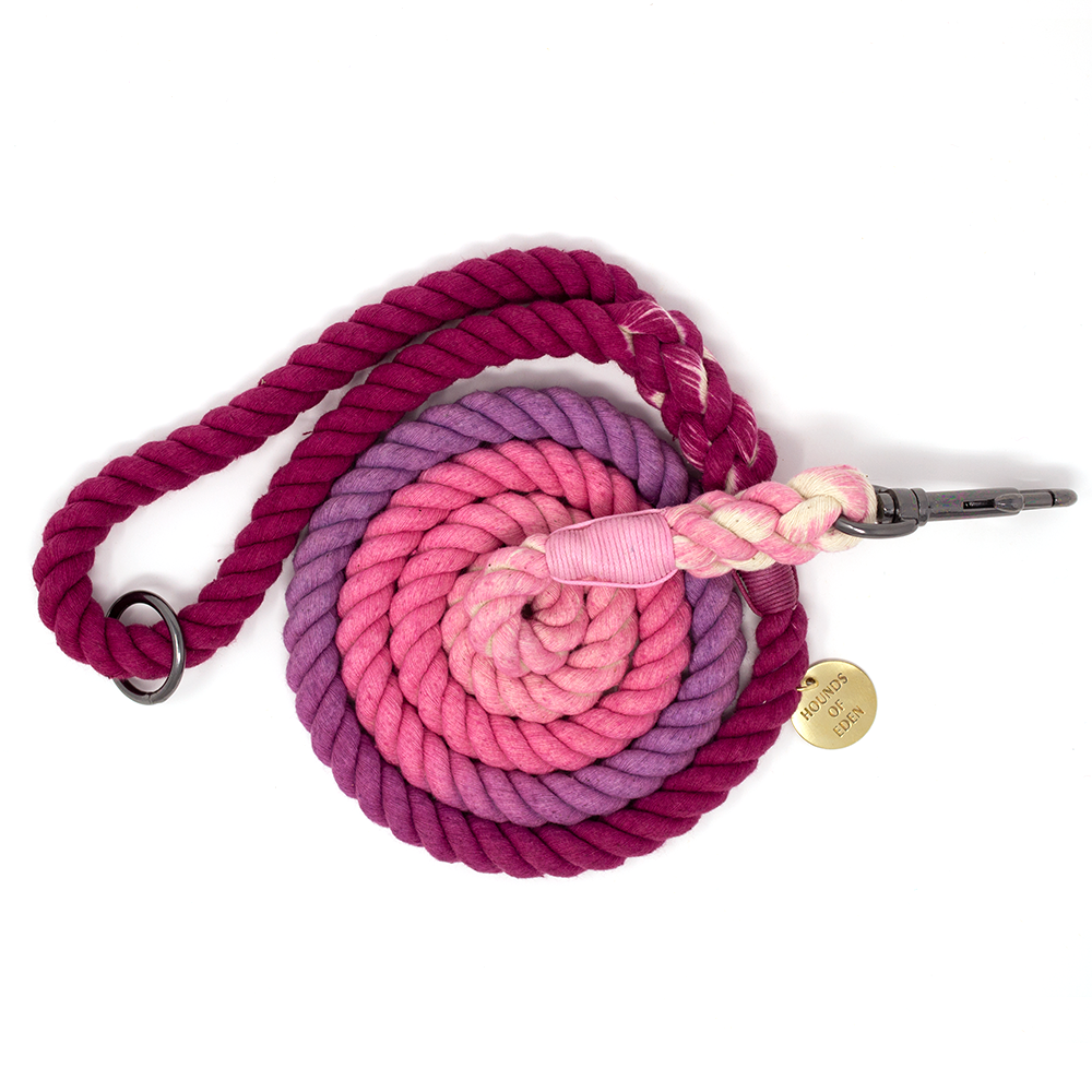 Ombre Magenta Purple Pink Cotton Rope Dog Lead