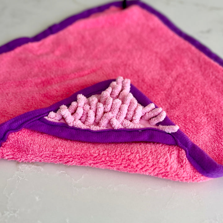 Mini Dog Towel + Clip, Pink  & Purple