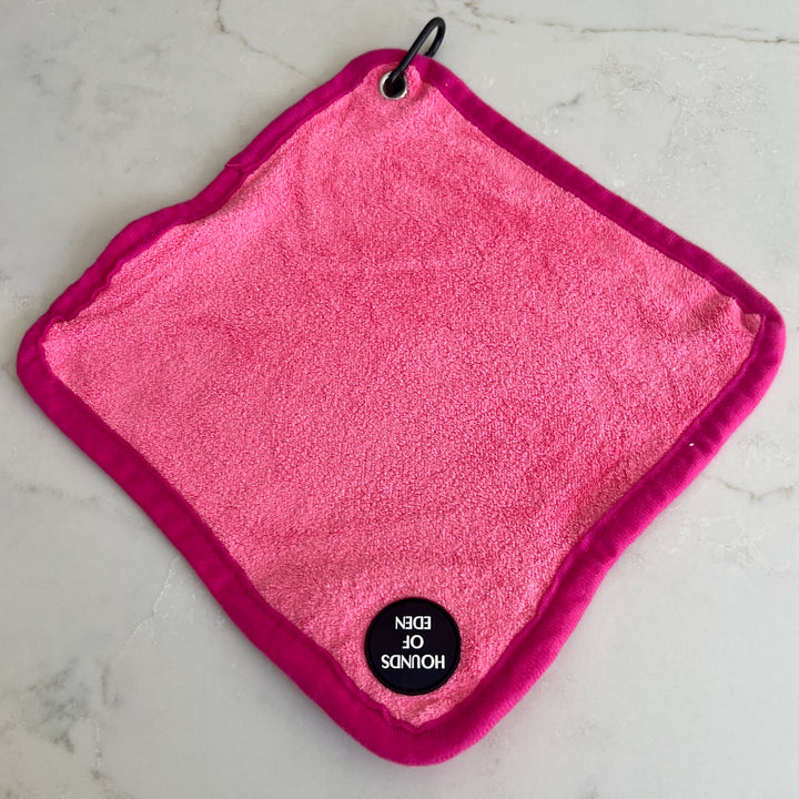 Mini Dog Towel + Clip, Hot Pink