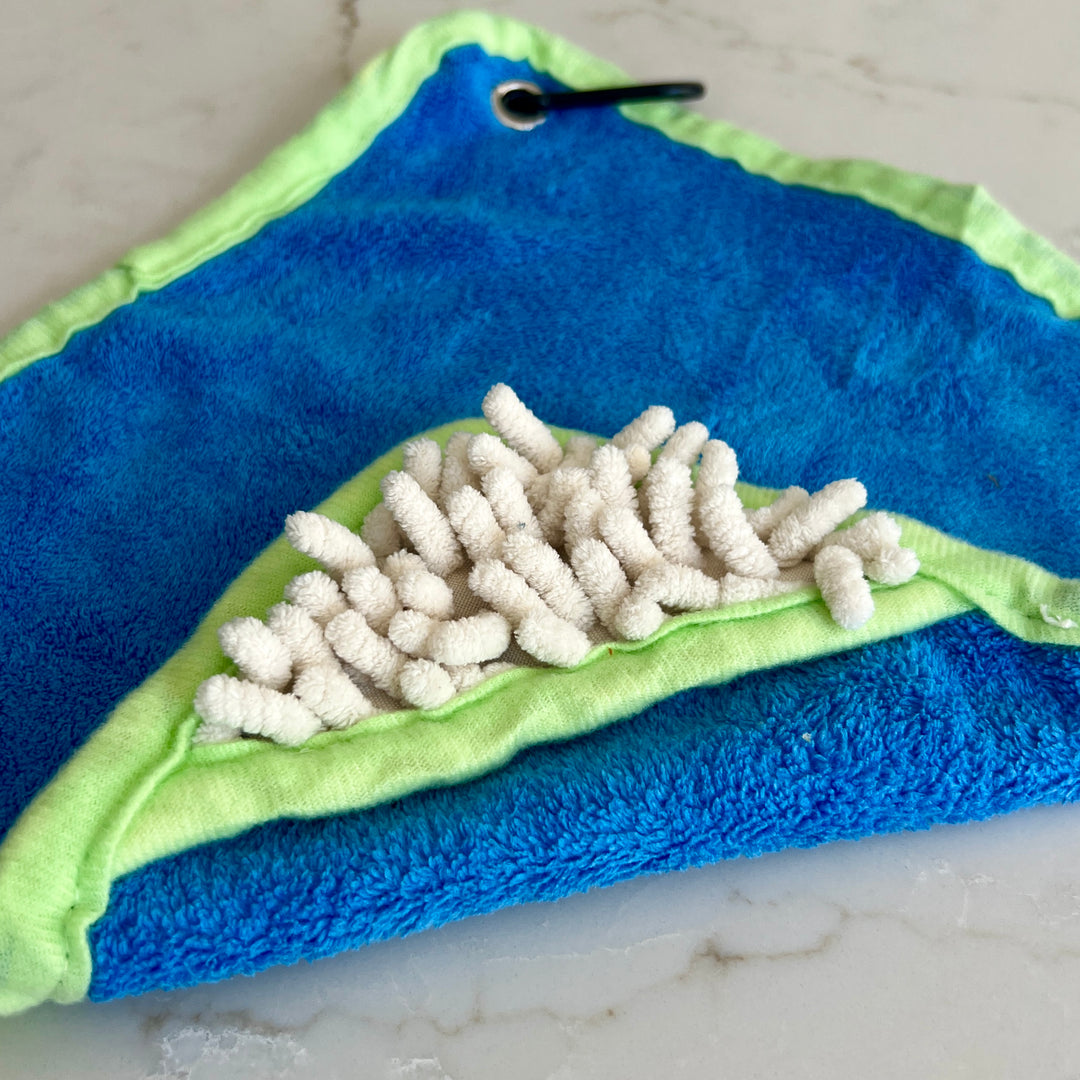 Mini Dog Towel + Clip, Blue & Green