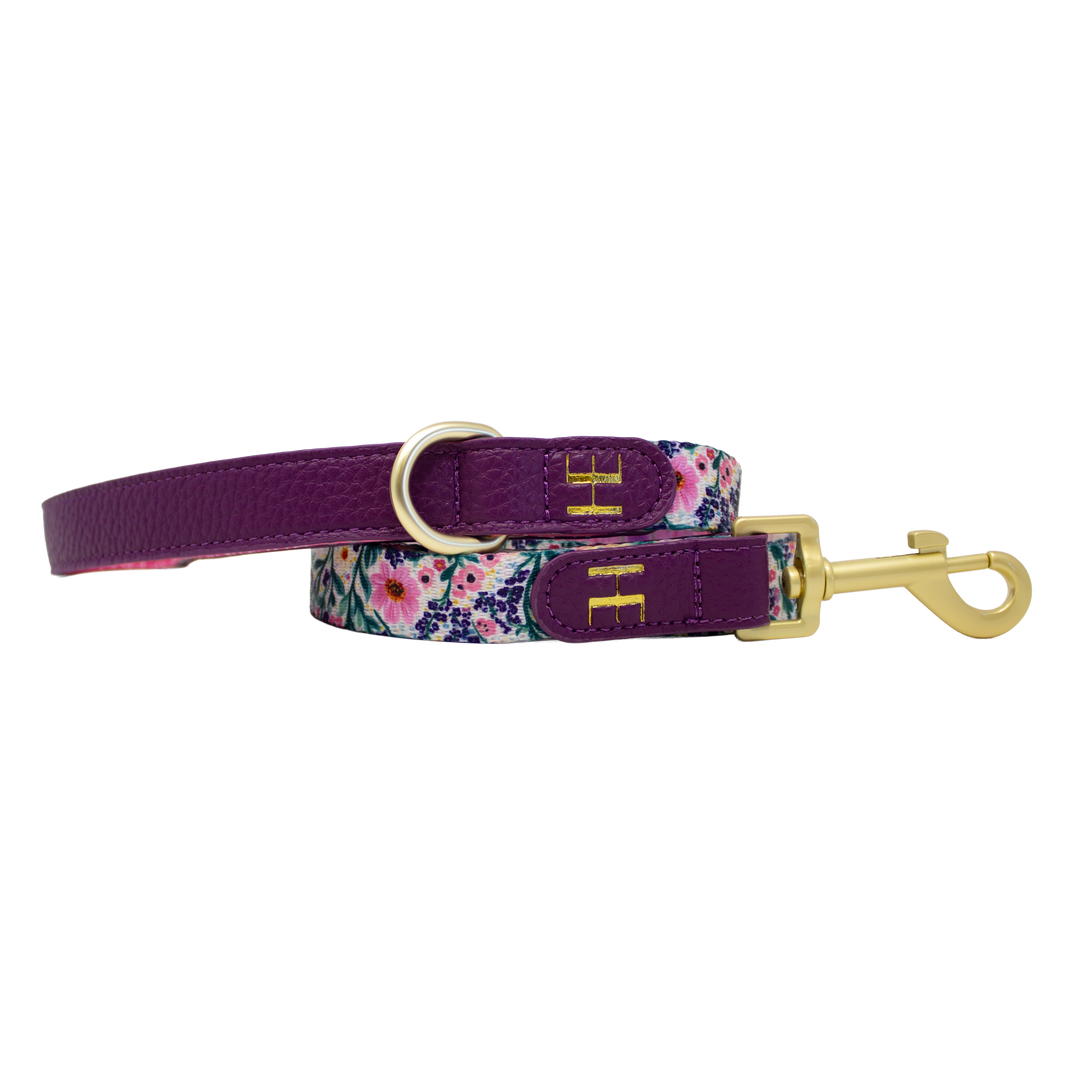 Patchy’s Plum Petals - Dog Collar + ID Tag Holder