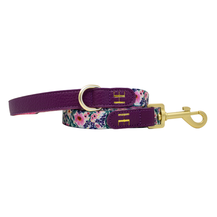 Patchy’s Plum Petals - Dog Collar + ID Tag Holder