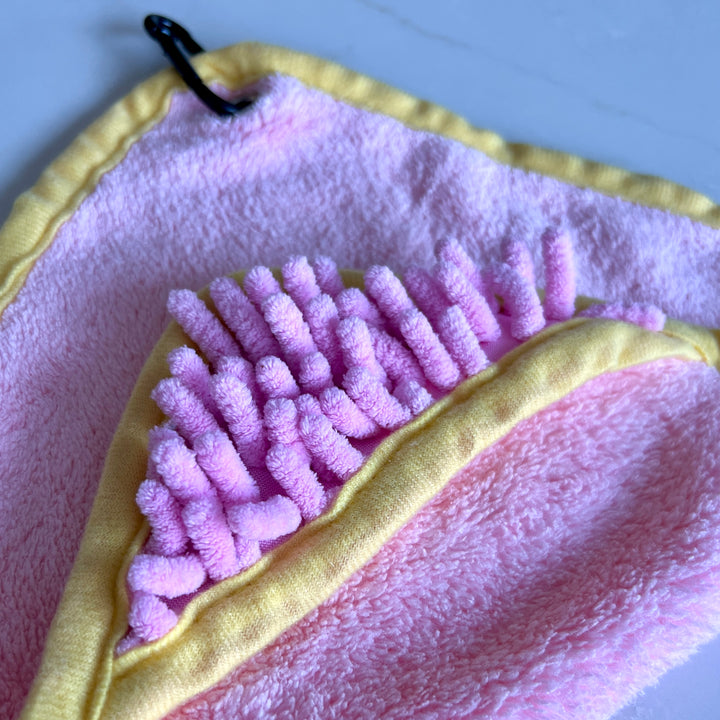 Mini Dog Towel + Clip, Pink & Yellow