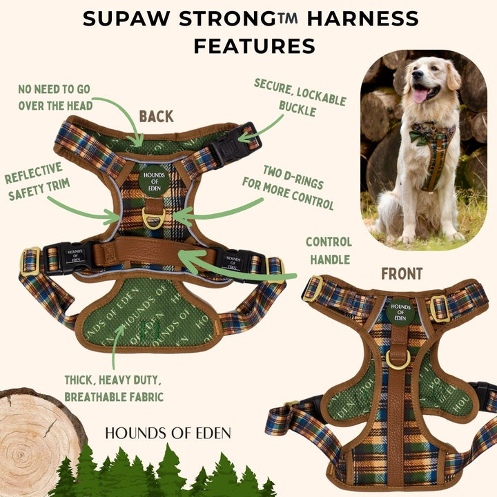 Oak Forest Plaid Supaw Strong Lite™ Dog Harness (XS-XL)