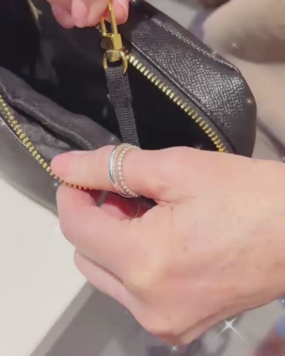 Leather Dog Walking Bag - Black - Gold Hardware *BAG ONLY*