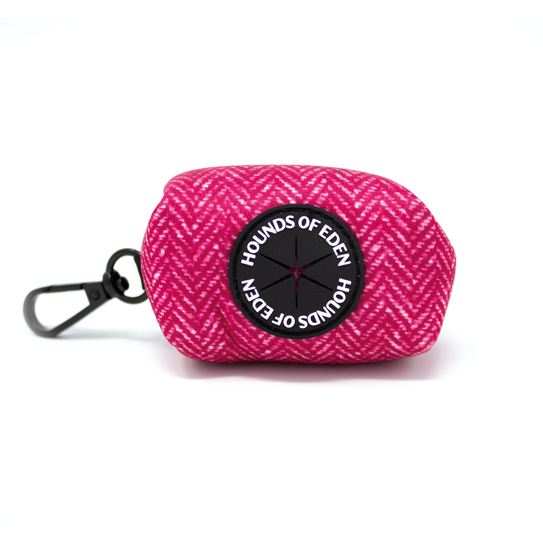 'Bella' - Pink herringbone tweed effect Poop/Treat Bag Holder