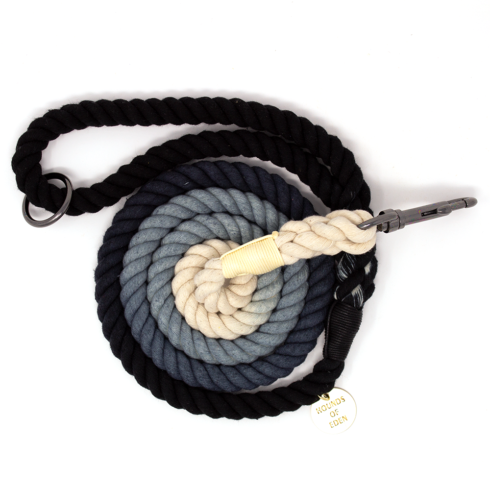 Ombre Black & Grey Cotton Rope Dog Lead