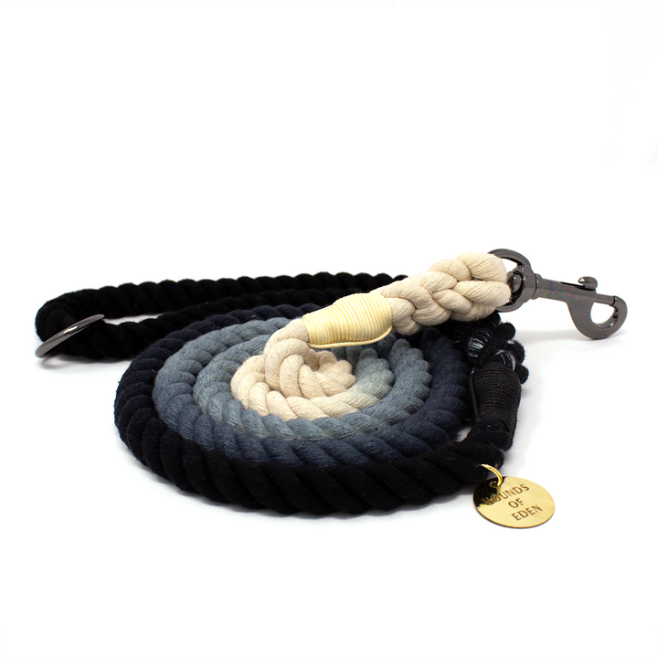 Ombre Black & Grey Cotton Rope Dog Lead