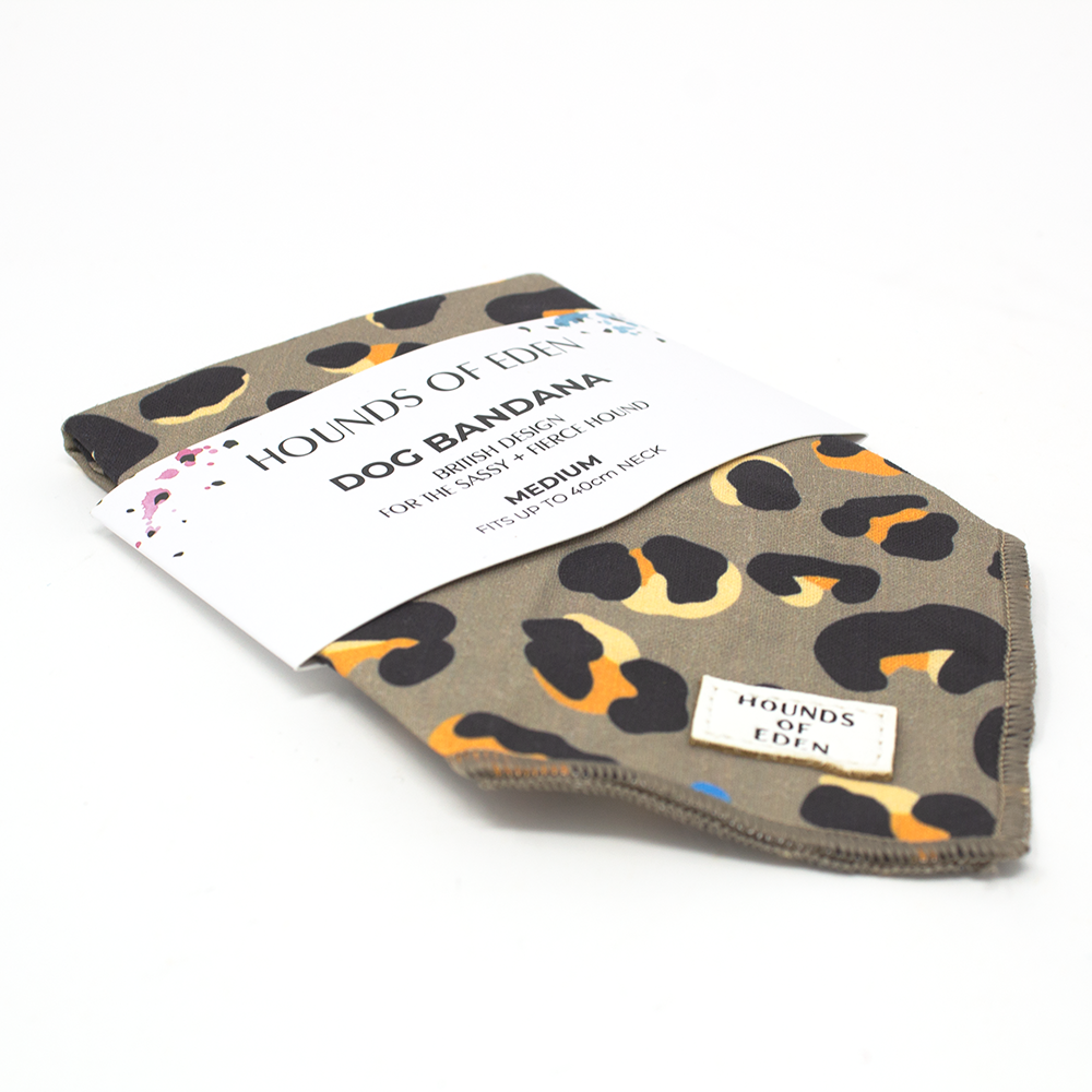 'Steel Leopard' - Leopard Cotton Dog Bandana