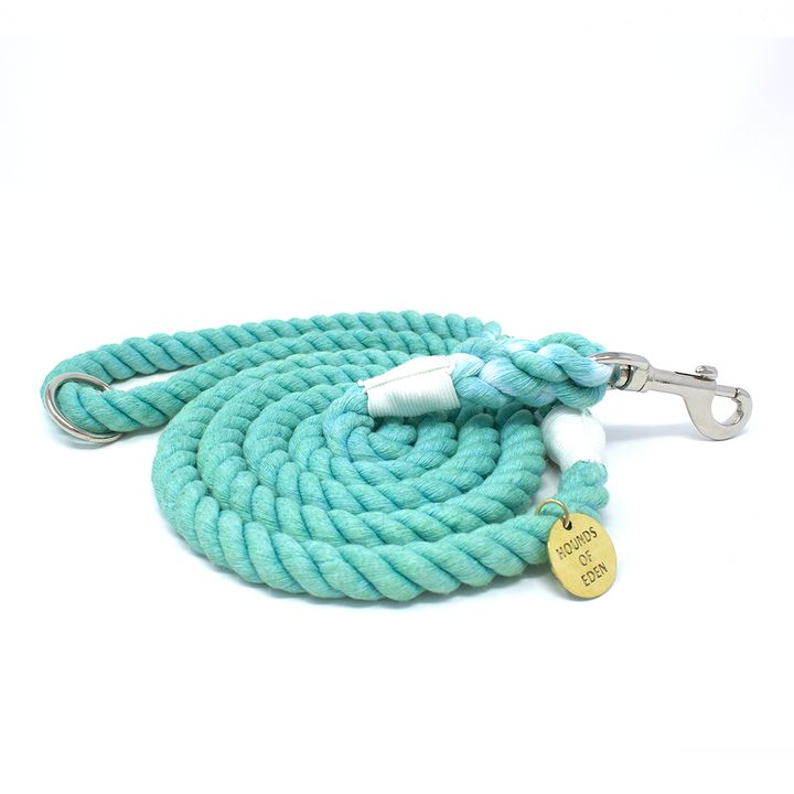 Tiffany’s - Light Teal Cotton Rope Lead - Silver Hardware