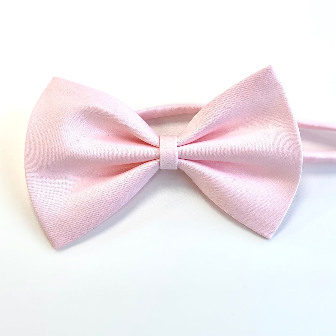 Baby Pink Satin Dog Bow Tie