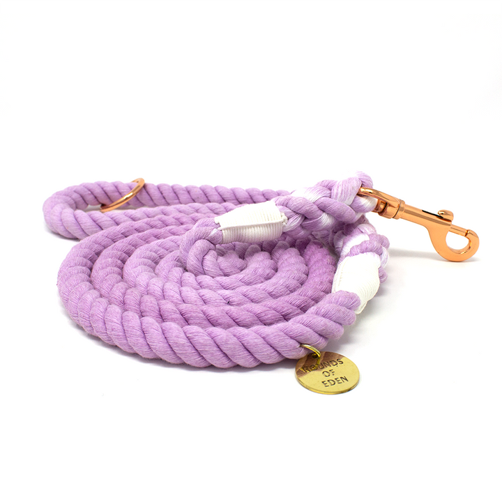 Lilac Dreams - Lilac Cotton Rope Lead - Rose Gold Hardware